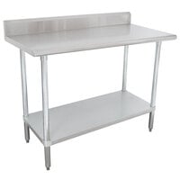 16 Gauge Advance Tabco KLAG-304-X 30 inch x 48 inch Stainless Steel Work Table with 5 inch Backsplash and Galvanized Undershelf