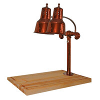 Hanson Heat Lamps DLM/MB-2418/SC Dual Lamp 20" x 18" Smoked Copper Carving Station with Maple Block and Gravy Lane