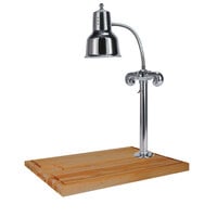 Hanson Heat Lamps SLM/MB-2418/CH Single Lamp 20" x 18" Chrome Carving Station with Maple Block Base and Gravy Lane