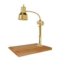 Hanson Heat Lamps SLM/MB-2015/BR Single Lamp 20" x 15" Brass Carving Station with Maple Block Base and Gravy Lane