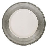 The Jay Companies A466HRK-W 13 inch Round Silver Rim Plastic Charger Plate