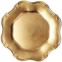 The Jay Companies A275GR 13 inch Round Gold Baroque Plastic Charger Plate