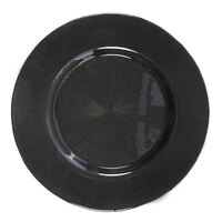 The Jay Companies 1900016 13 inch Round Glass Starburst Black Charger Plate