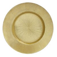 The Jay Companies 1900013 13 inch Round Glass Gold Burst Charger Plate - 12/Pack