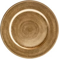 The Jay Companies 1180005AP-F 13 inch Gold Round Beaded Plastic Charger Plate - 12/Pack