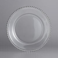 The Jay Companies 1900006 13 inch Round Silver Beaded Glass Charger Plate - 12/Pack
