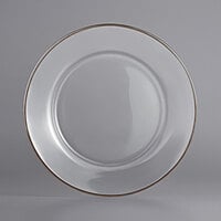 The Jay Companies 1970002 13 inch Round Clear Platinum Rim Glass Charger Plate