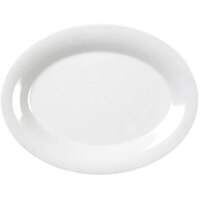 Thunder Group CR209W 9 1/2 inch x 7 1/4 inch Oval White Platter - 12/Pack