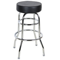 Lancaster Table & Seating Black Double Ring Barstool with 3 1/2 inch Thick Seat