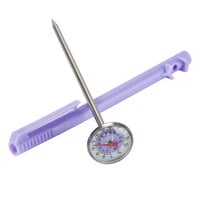 Taylor 6092NPRBC 5 inch Instant Read Reduce Cross-Contamination Pocket Probe Dial Thermometer - Purple / Allergy