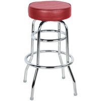 Lancaster Table & Seating Crimson Double Ring Barstool with 3 1/2 inch Thick Seat