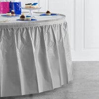 Creative Converting 10043 14' x 29 inch Shimmering Silver Disposable Plastic Table Skirt