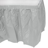 Creative Converting 10043 14' x 29" Shimmering Silver Disposable Plastic Table Skirt