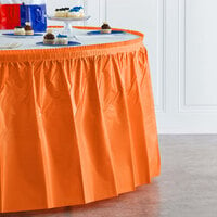 Creative Converting 10044 14' x 29 inch Sunkissed Orange Disposable Plastic Table Skirt