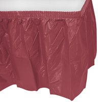 Creative Converting 743122 14' x 29 inch Burgundy Disposable Plastic Table Skirt