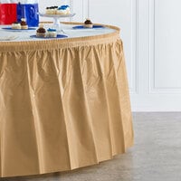 Creative Converting 10024 14' x 29 inch Glittering Gold Disposable Plastic Table Skirt