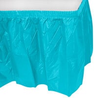 Creative Converting 10539 14' x 29 inch Bermuda Blue Disposable Plastic Table Skirt