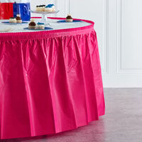 Creative Converting 10030 14' x 29 inch Hot Magenta Pink Disposable Plastic Table Skirt