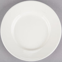 Choice 5 1/2 inch Ivory (American White) Wide Rim Rolled Edge Stoneware Plate - 12/Pack