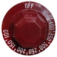 All Points 22-1167 2" Red Griddle Thermostat Knob (Off, 100-450)