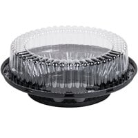 D&W Fine Pack 8" Black Pie Container with Clear High Dome Lid - 100/Case