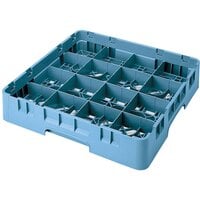 Cambro 16S800414 Camrack 8 1/2 inch High Customizable Teal 16 Compartment Glass Rack