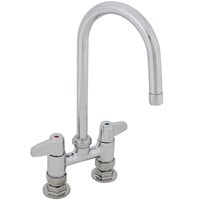 Equip by T&S 5F-4DLX05 Deck Mounted Faucet with 5 9/16" Gooseneck Spout, 4" Centers, Laminar Flow Device, and Lever Handles