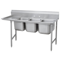 Advance Tabco 93-63-54-24 Regaline Three Compartment Stainless Steel Sink with One Drainboard - 89 inch - Left Drainboard