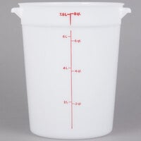 Cambro 8 Qt. White Round Polyethylene Food Storage Container