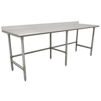 Advance Tabco TKSS-3612 36" x 144" 14 Gauge Open Base Stainless Steel Commercial Work Table with 5" Backsplash