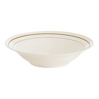 WNA Comet MPBWL10IPREM 10 oz. Ivory Masterpiece Bowl with Gold Accent Bands - 150/Case