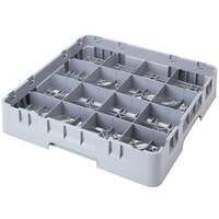 Cambro 16S318151 Camrack 3 5/8 inch High Customizable Soft Gray 16 Compartment Glass Rack