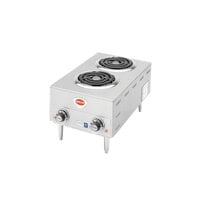 Wells 5I-H63CD 14 3/4 inch Electric Countertop Two Burner Hot Plate with Plug - 5200W
