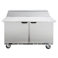 Beverage-Air SPE48HC-12C Elite Series 48 inch 2 Door Cutting Top Refrigerated Sandwich Prep Table with 17 inch Deep Cutting Board