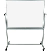 Luxor MB4836WW 48 inch x 36 inch Double-Sided Whiteboard with Aluminum Frame and Stand