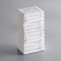 Choice 16 inch x 19 inch White 32 oz. Cotton Ribbed Terry Bar Towel - 12/Pack