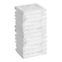Choice 16 inch x 19 inch 32 oz. White Cotton Textured Terry Bar Towel - 12/Pack