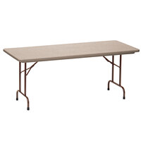 Correll Folding Table, 30" x 72" Tamper-Resistant Plastic, Mocha Granite