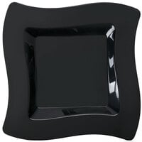 Fineline Wavetrends 108-BK 8 inch Black Plastic Square Plate - 120/Case