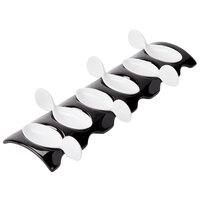 CAC PT-RT13 Bright White Party Collection Porcelain 6 Spoon Set with 12 1/2 inch Rectangular Test Tray - 12/Case