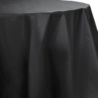 Creative Converting 703260 82 inch Black Velvet OctyRound Disposable Plastic Table Cover - 12/Case