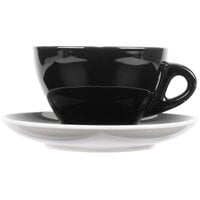 CAC E-11-BLK Venice 11 oz. Black Cup with 6 1/2 inch Saucer - 24/Case