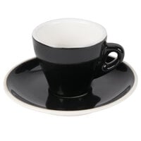 CAC E-3-BLK Venice 3.5 oz. Black Espresso Cup with 4 7/8 inch Saucer - 48/Case