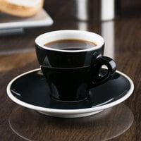 CAC E-3-BLK Venice 3.5 oz. Black Espresso Cup with 4 7/8 inch Saucer - 48/Case