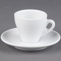 CAC E-3 Venice 3.5 oz. White Espresso Cup with 4 7/8 inch Saucer - 48/Case