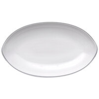 Elite Global Solutions PDS25L Viva 9 1/2 inch x 5 5/8 inch White Boat Shape Oval Plate with Black Trim - 6/Case