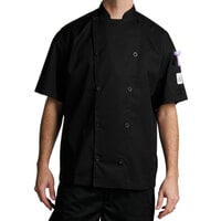 Chef Revival Gold Chef-Tex J045 Unisex Black Customizable Traditional Short Sleeve Chef Jacket