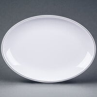 Elite Global Solutions D2209L Viva 9" x 6 1/4" White Oval Plate with Black Trim - 6/Case