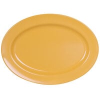 Elite Global Solutions D1014OV Rio Yellow 14 1/2 inch x 10 1/2 inch Oval Melamine Platter - 6/Case