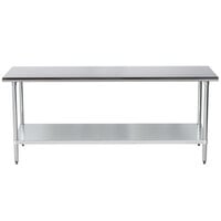 Advance Tabco ELAG-307-X 30 inch x 84 inch 16 Gauge Stainless Steel Work Table with Galvanized Undershelf